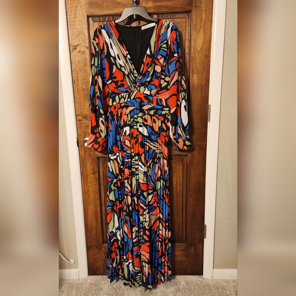 NEW Premium Boutique MultiColor Abstract Maxi Dress Sz LARGE